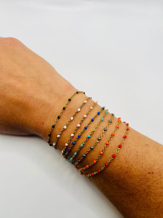Bracelet mailles fines pierres couleurs en acier inoxydable | Meilleur Unique by M