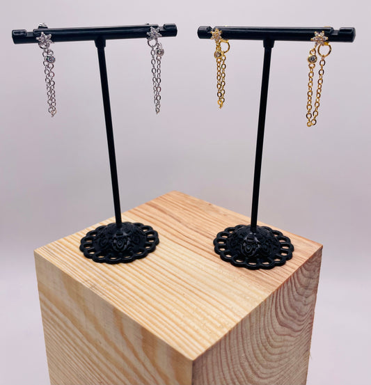 Boucles d'oreilles pendantes or et argent avec zircons en acier inoxydable | Meilleur Unique by M